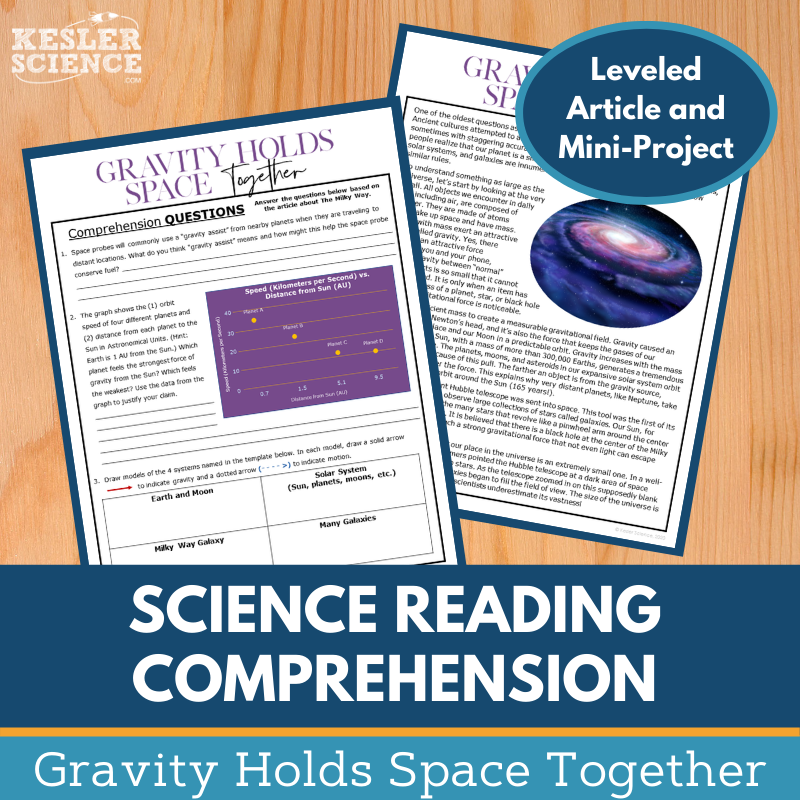 MS 6th 7th 8th Science Reading Comprehension Passages - VOL. 2 - Gravity Holds Space Together
