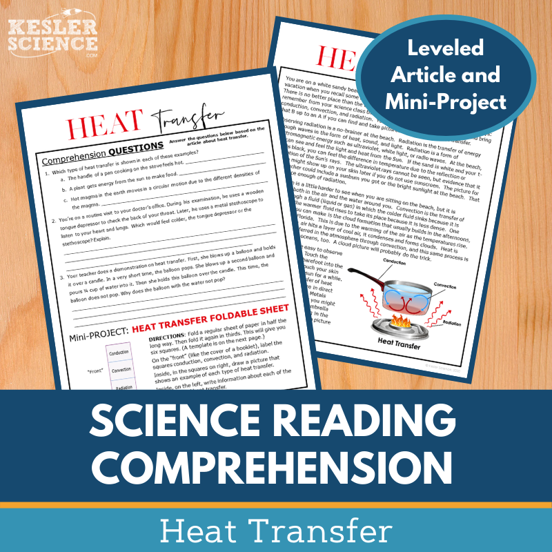 MS 6th 7th 8th Science Reading Comprehension Passages - VOL. 4 - Heat Transfer