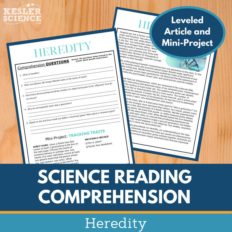 MS 6th 7th 8th Science Reading Comprehension Passages - VOL. 3 - Heredity