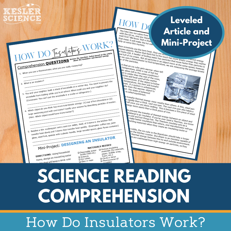 MS 6th 7th 8th Science Reading Comprehension Passages - VOL. 4 - How Do Insulators Work