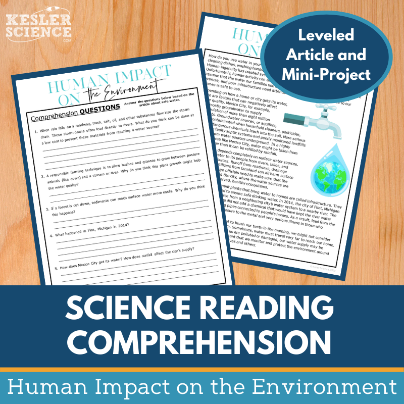 MS 6th 7th 8th Science Reading Comprehension Passages - VOL. 3 - Human Impact on Environment