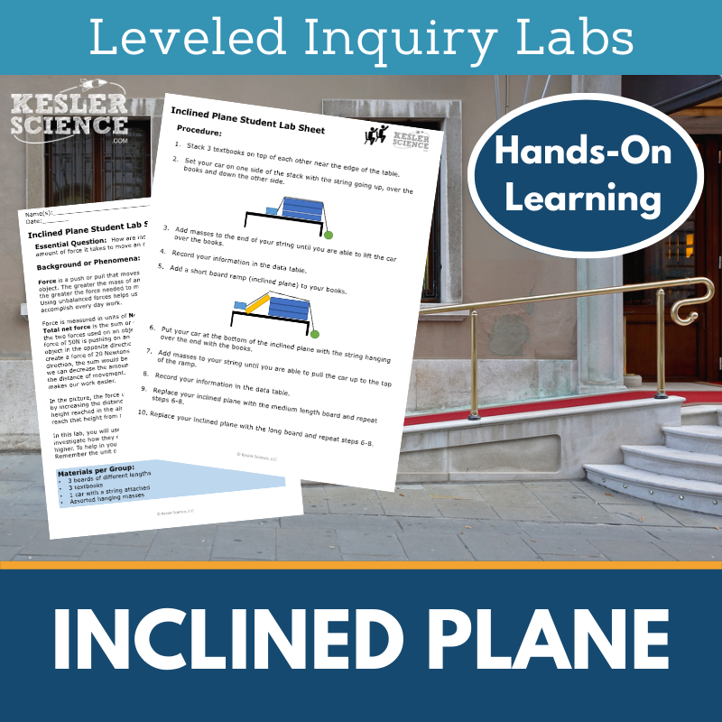Inclined Plane Inquiry Lab - MS 6-8 Science TEKS