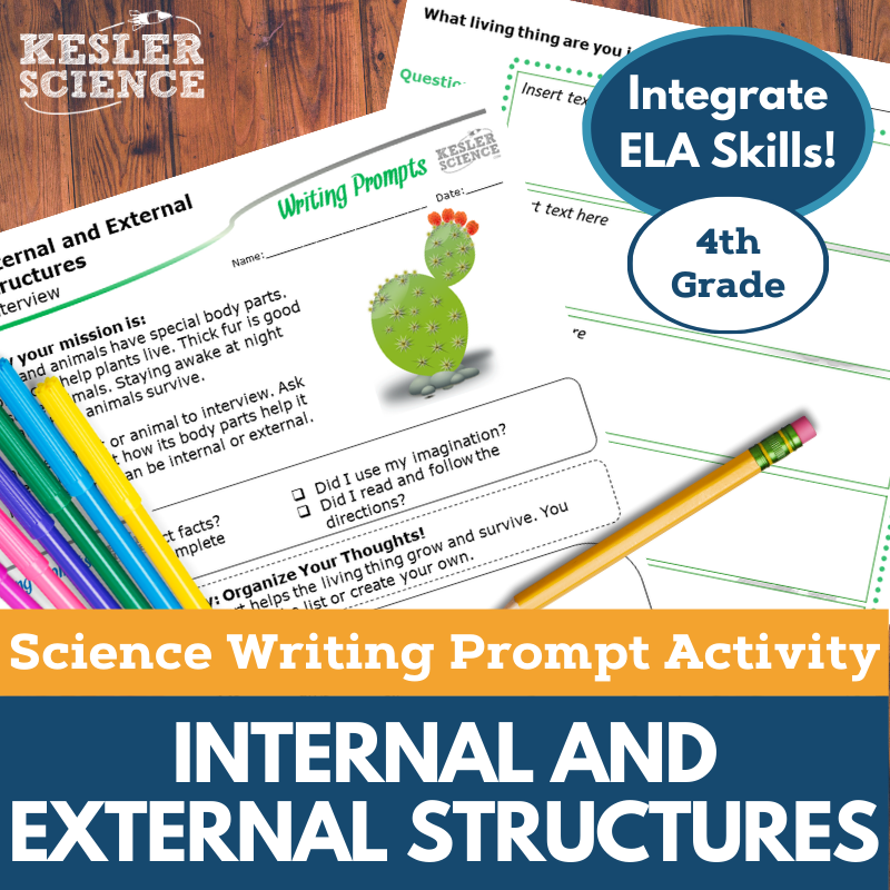 Writing Prompts - Internal & External Structures - 4th Gr NGSS