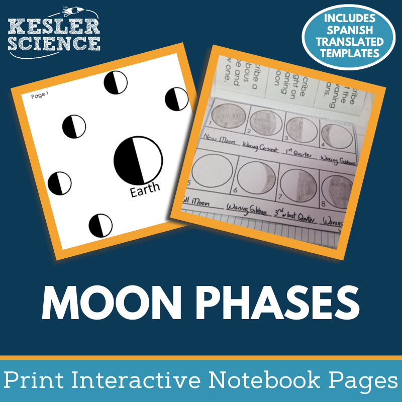 Moon Phases - Lunar Cycle Interactive Notebook Pages - Paper INB - MS 6-8