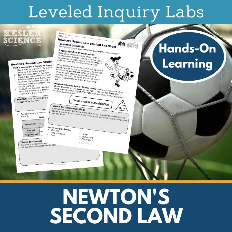 Newton's Second Law Inquiry Lab - NGSS MS PS2-2, TEKS 6-8