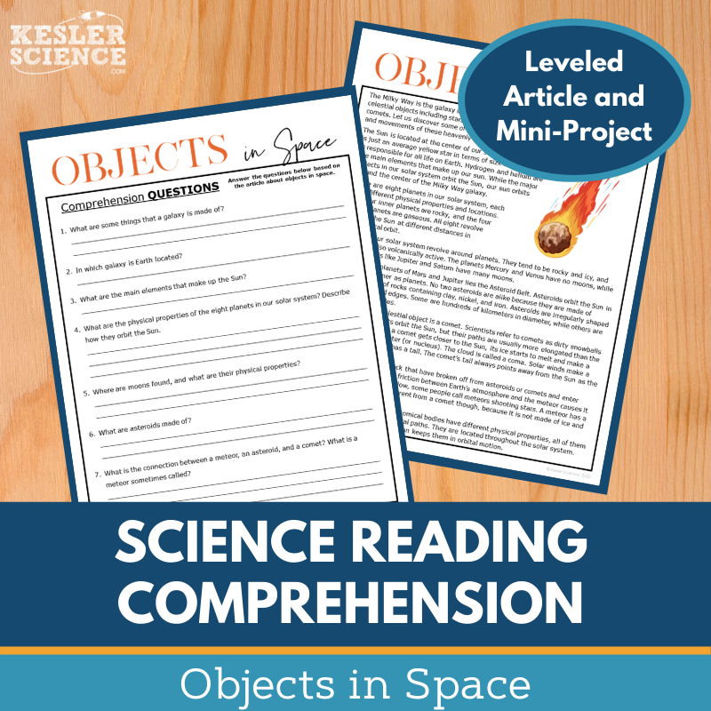 MS 6th 7th 8th Science Reading Comprehension Passages - VOL. 2 - Objects in Space