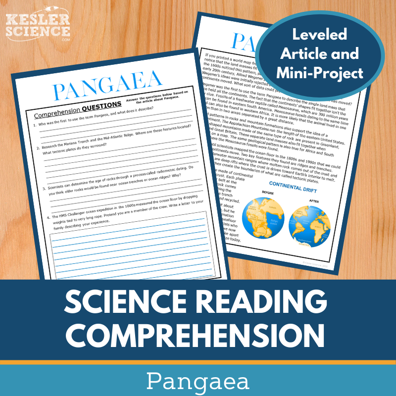MS 6th 7th 8th Science Reading Comprehension Passages - VOL. 2 - Pangaea