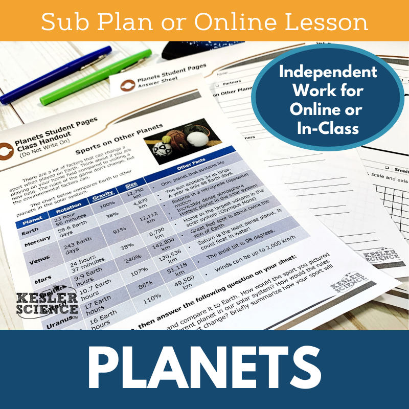 MS 6th 7th 8th - Planets - Sub Plans