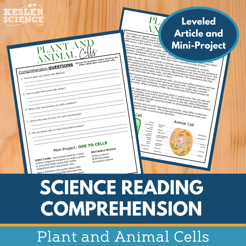 MS 6th 7th 8th Science Reading Comprehension Passages - VOL. 3 - Plant and Animal Cells