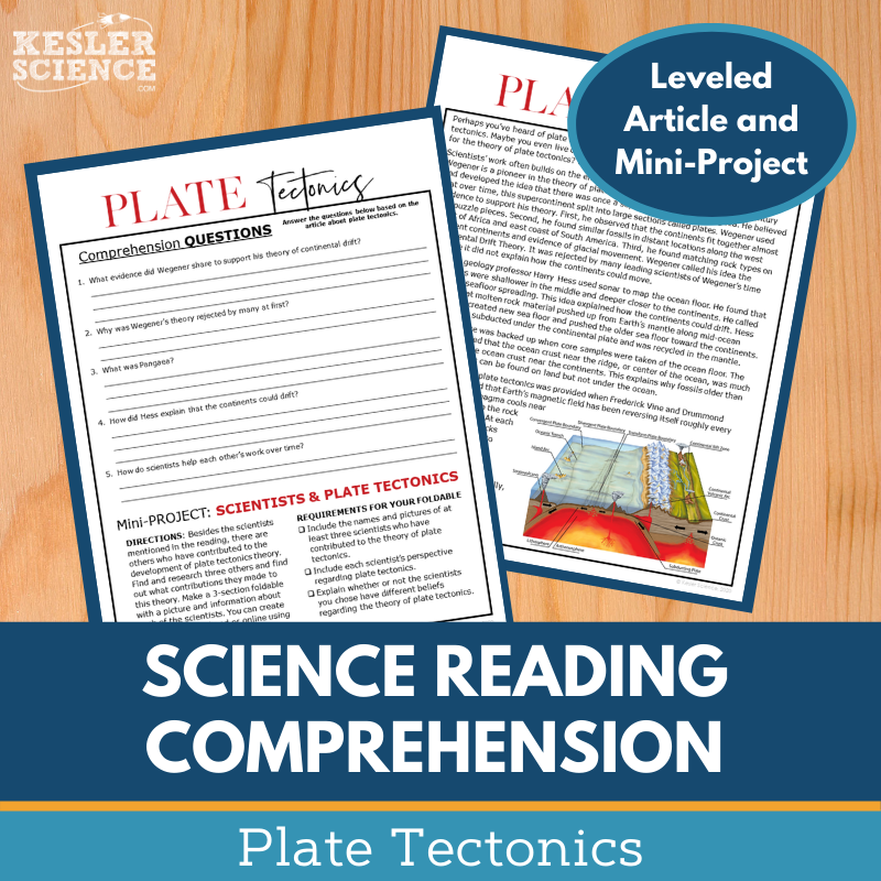 MS 6th 7th 8th Science Reading Comprehension Passages - VOL. 2 - Plate Tectonics