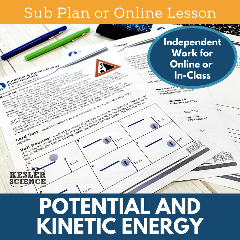 MS 6th 7th 8th - Potential and Kinetic Energy - Sub Plans