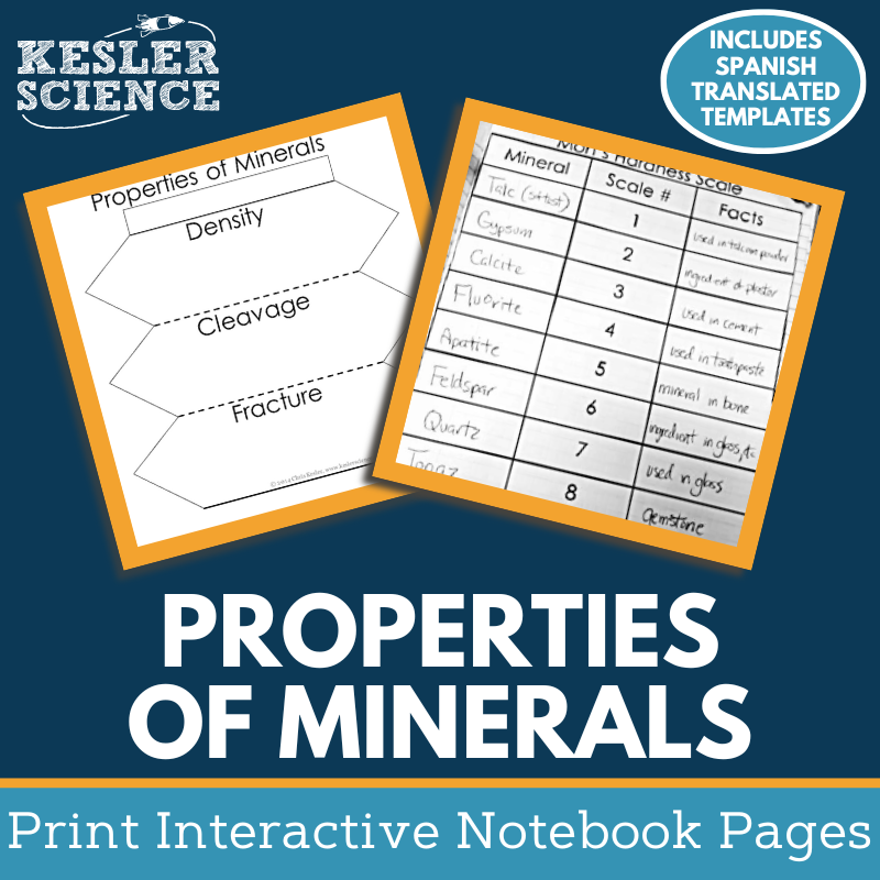 Properties of Minerals Interactive Notebook Pages - Paper INB - MS 6-8