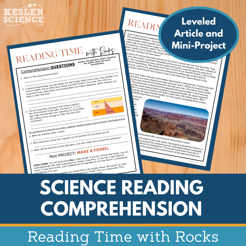 MS 6th 7th 8th Science Reading Comprehension Passages - VOL. 2 - Reading Time with Rocks