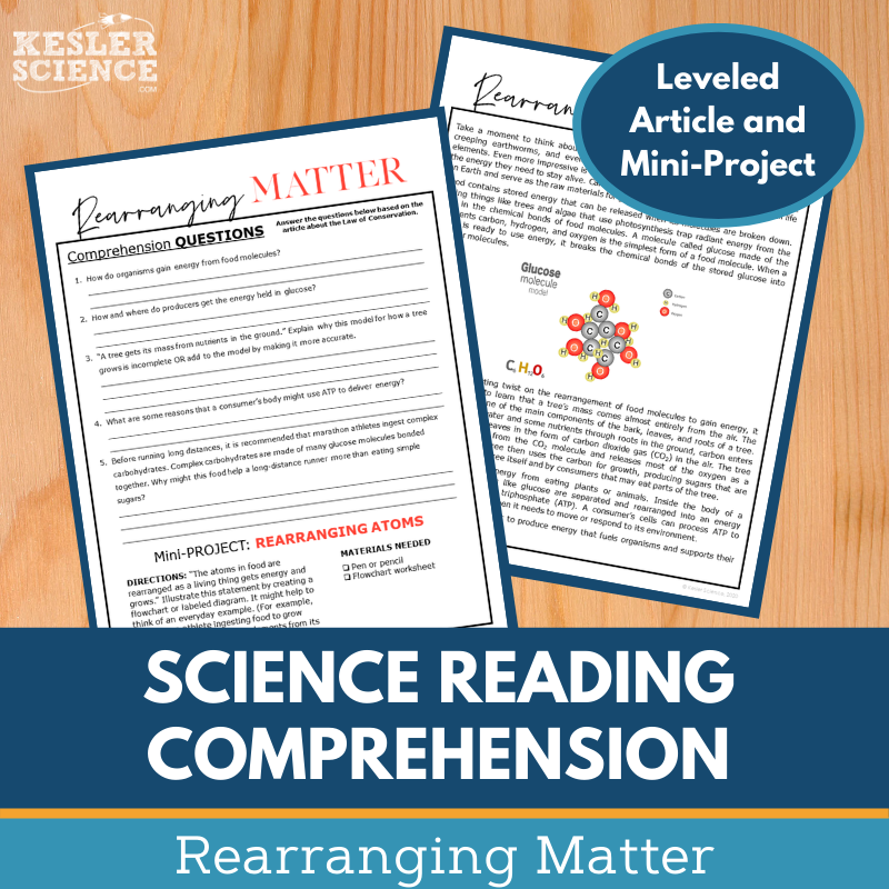 MS 6th 7th 8th Science Reading Comprehension Passages - VOL. 3 - Rearranging Matter