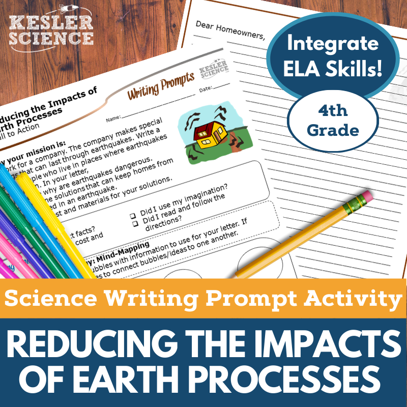 Writing Prompts - Reducing Impacts of Earth's Processes - 4th Gr NGSS