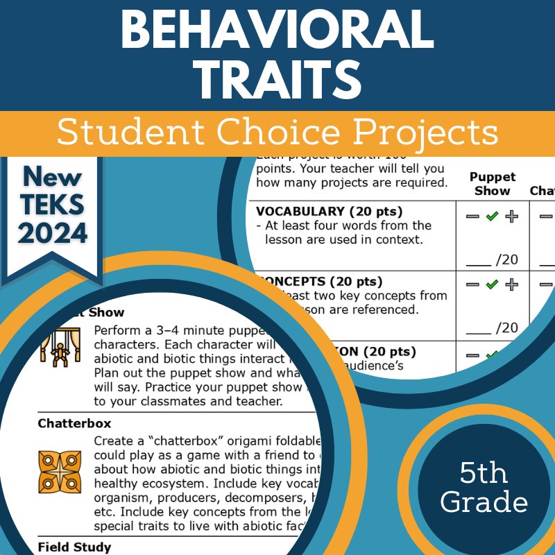 Behavioral Traits Student-Led Station Lab - Gr 5, New TEKS 5.13B