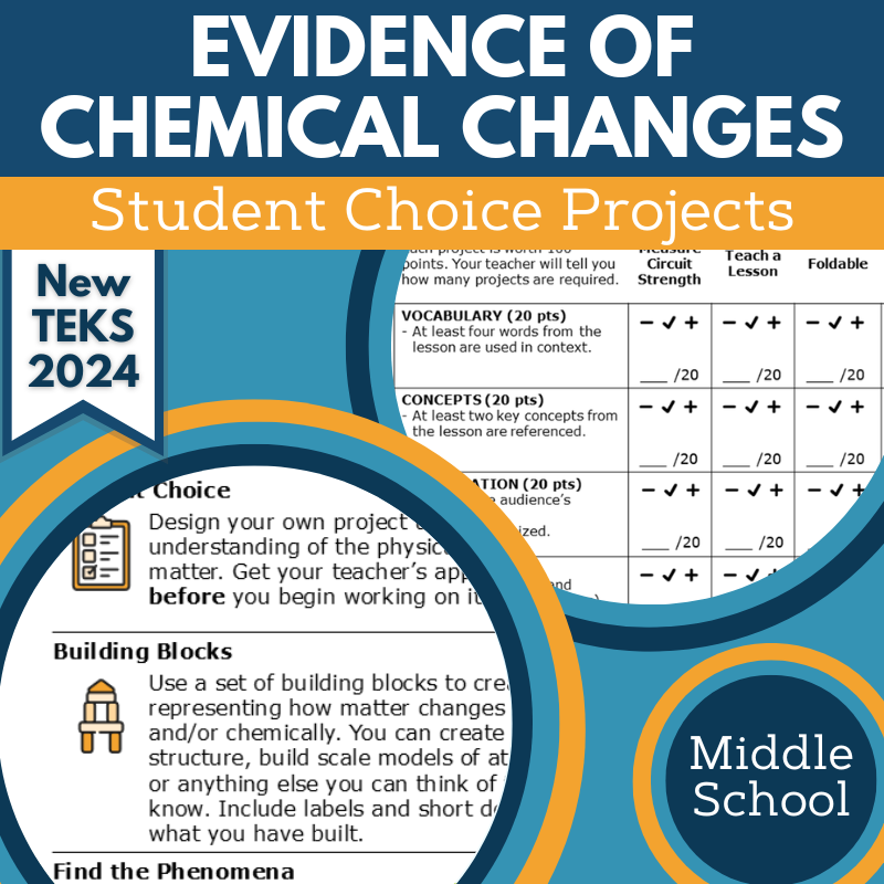 Evidence of Chemical Changes - Student Choice Projects, New TEKS 6.6E