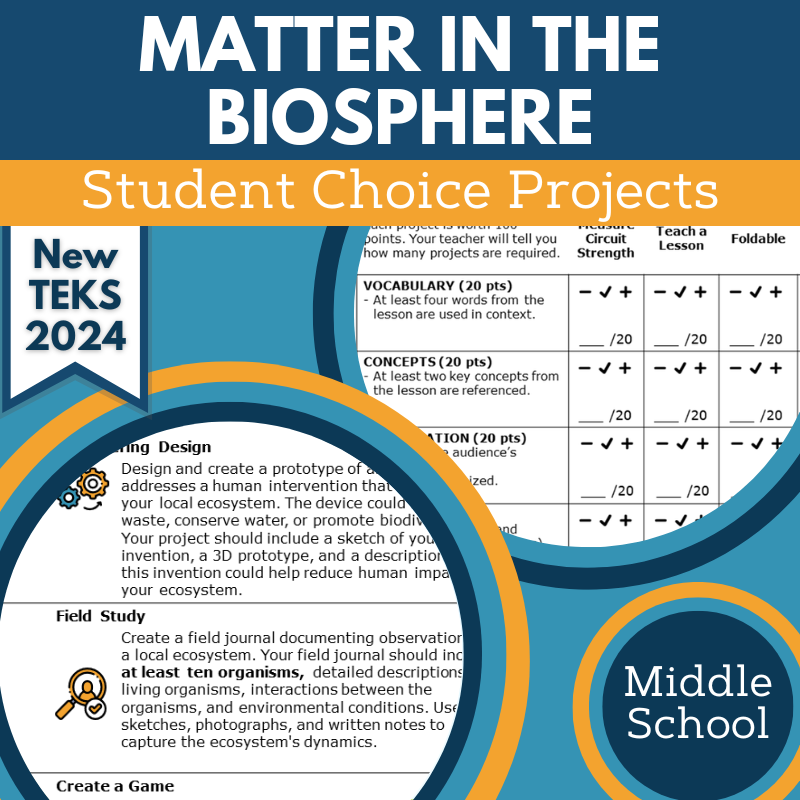 Matter in the Biosphere - Student Choice Projects, MS, New TEKS 7.12B
