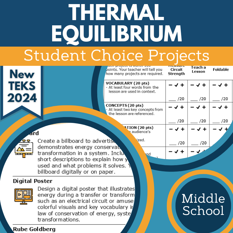 Thermal Equilibrium - Student Choice Projects, MS, New TEKS 7.8B