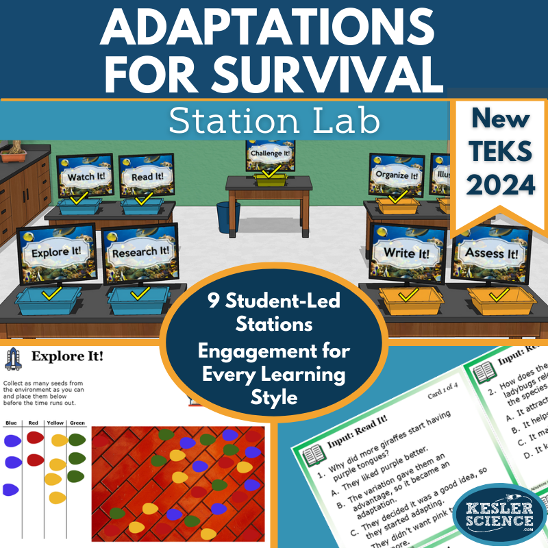 Adaptations for Survival Station Lab - New TEKS 8.13C