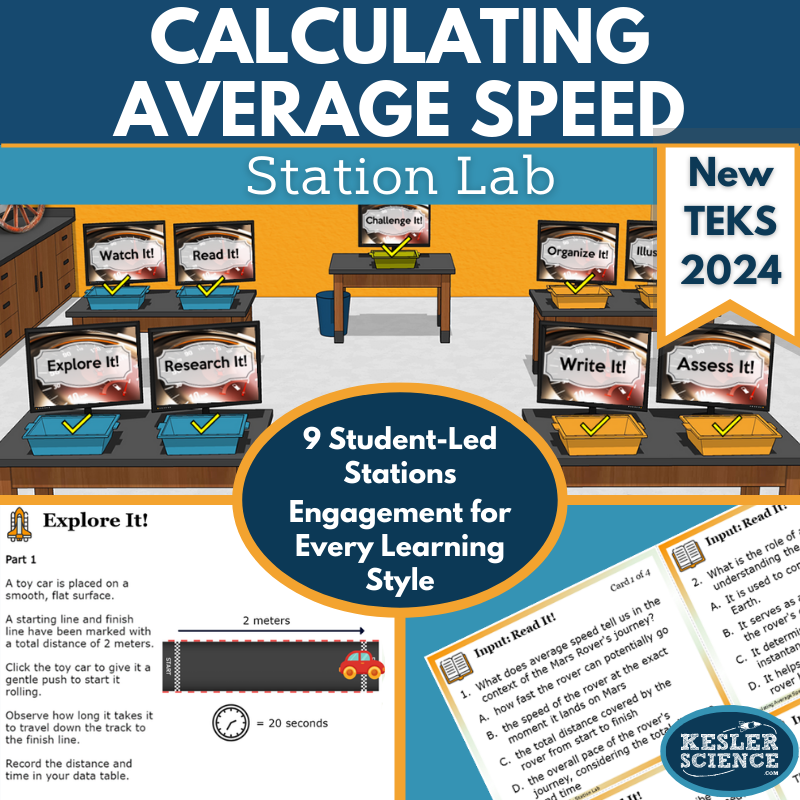 Calculating Average Speed Station Lab New TEKS 7.7A