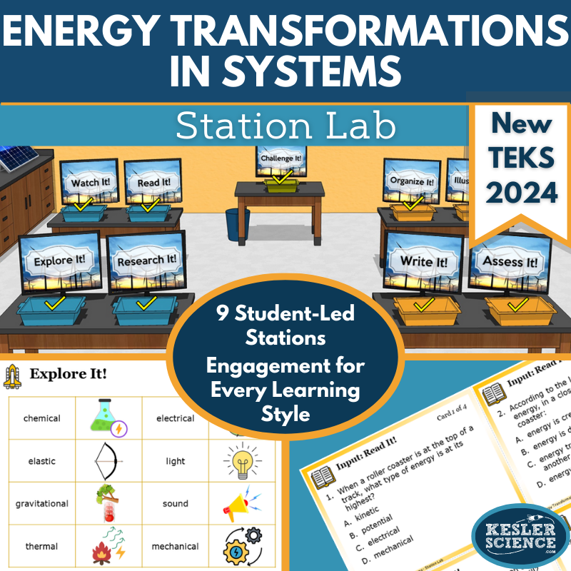 Energy Transformations in Systems Station Lab - New TEKS 6.8B