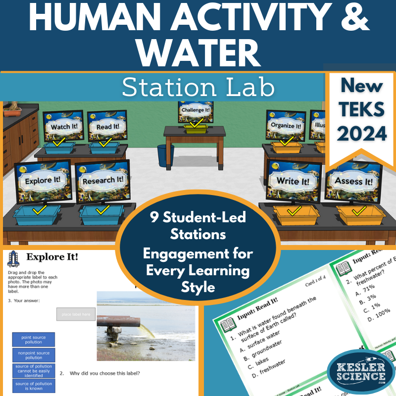 Human Activity & Water Station Lab - New TEKS 7.11A