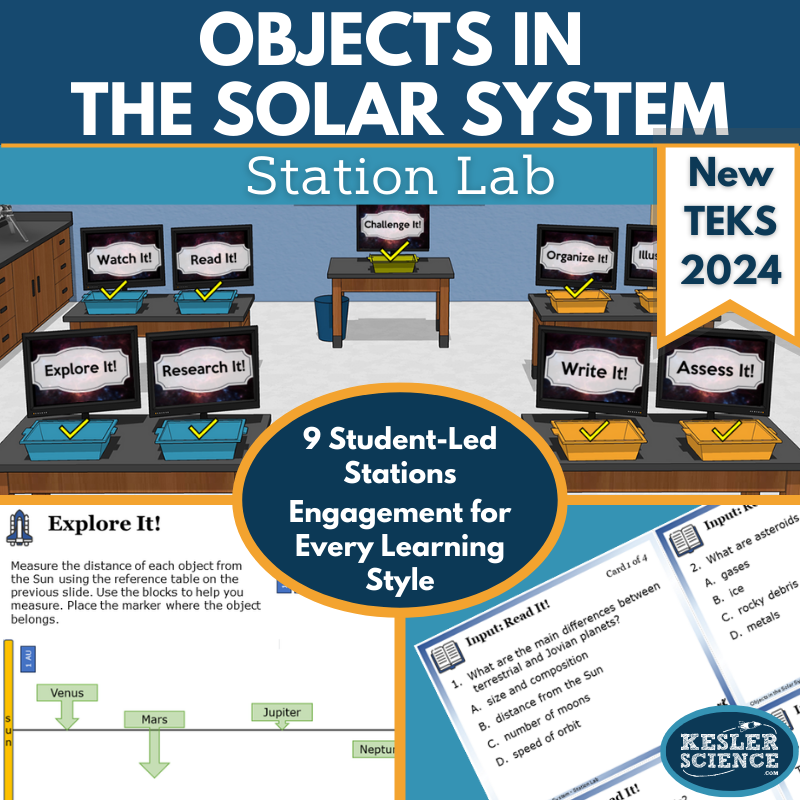 Objects in the Solar System Station Lab - New TEKS 7.9A