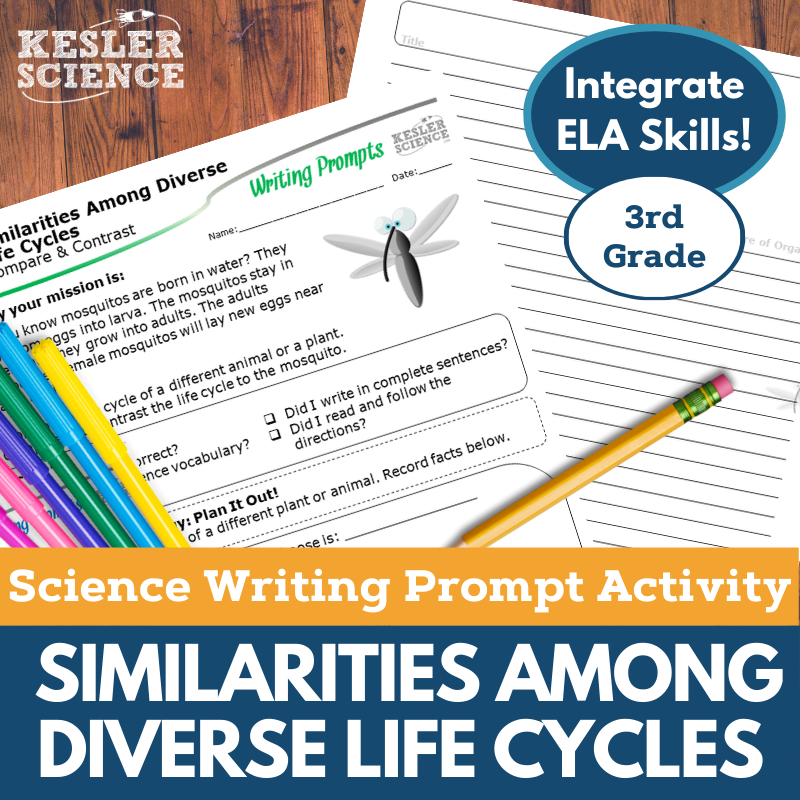Writing Prompts - Similarities Among Diverse Life Cycles - 3rd Gr NGSS
