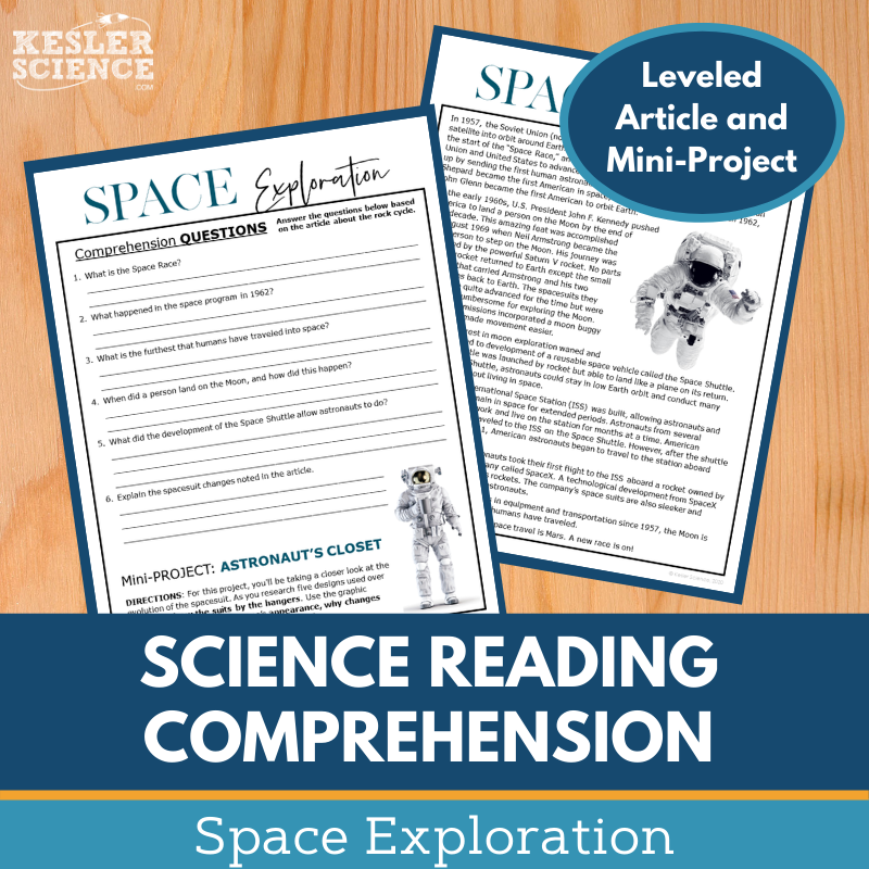 MS 6th 7th 8th Science Reading Comprehension Passages - VOL. 2 - Space Exploration