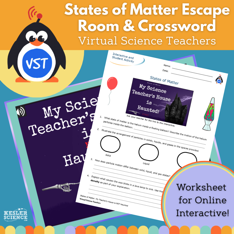 States of Matter Escape Room, Crossword, & Diagram - VST