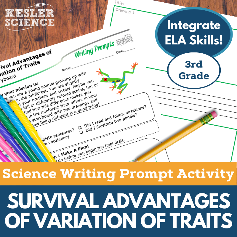 Writing Prompts - Survival Advantages of Variation of Traits - 3rd Gr NGSS