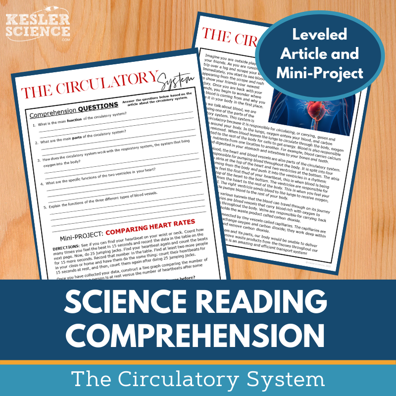 MS 6th 7th 8th Science Reading Comprehension Passages - VOL. 3 - Circulatory System