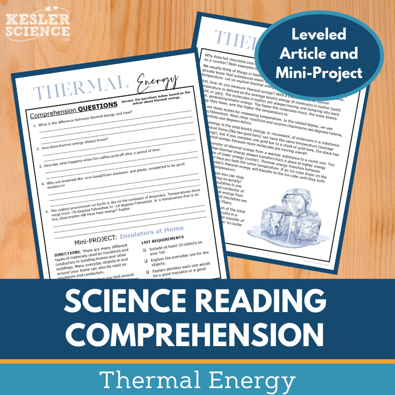 MS 6th 7th 8th Science Reading Comprehension Passages - VOL. 4 - Thermal Energy