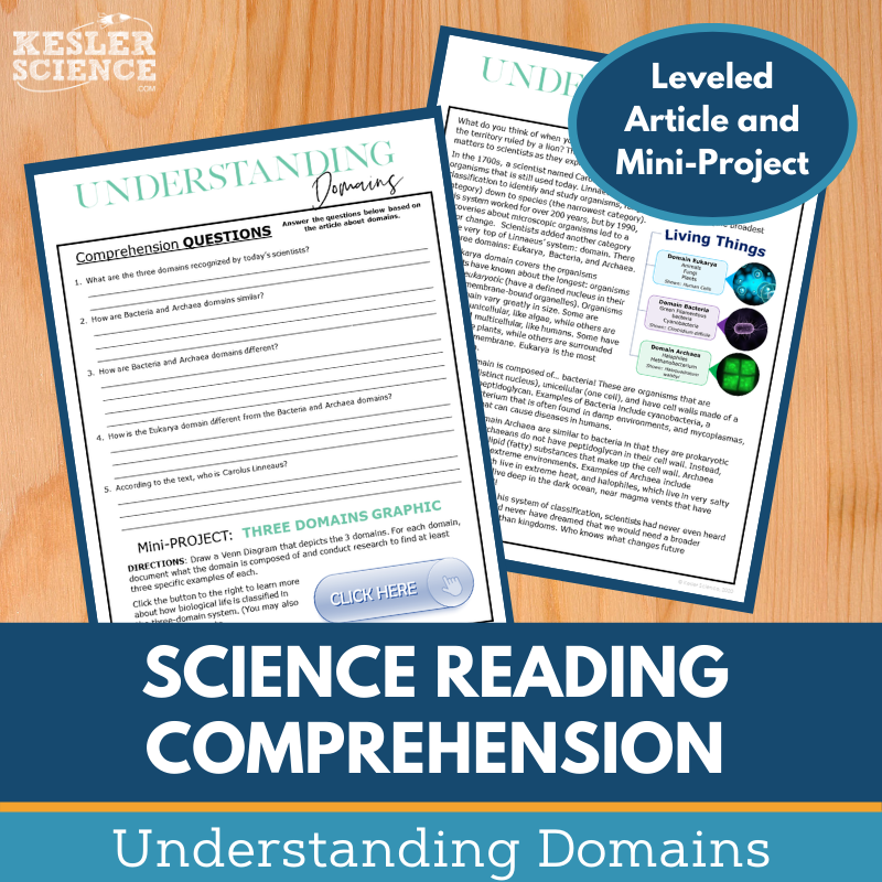 MS 6th 7th 8th Science Reading Comprehension Passages - VOL. 3 - Understanding Domains