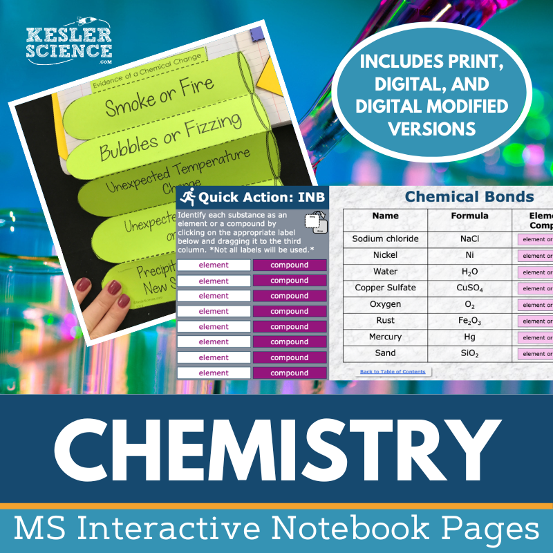 Chemistry Interactive Notebook Pages - Digital & Print INB - MS 6-8