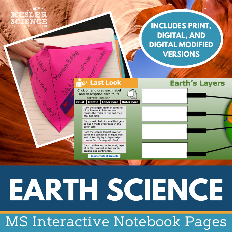 Earth Science Interactive Notebook Pages - Digital & Print INB - MS 6-8