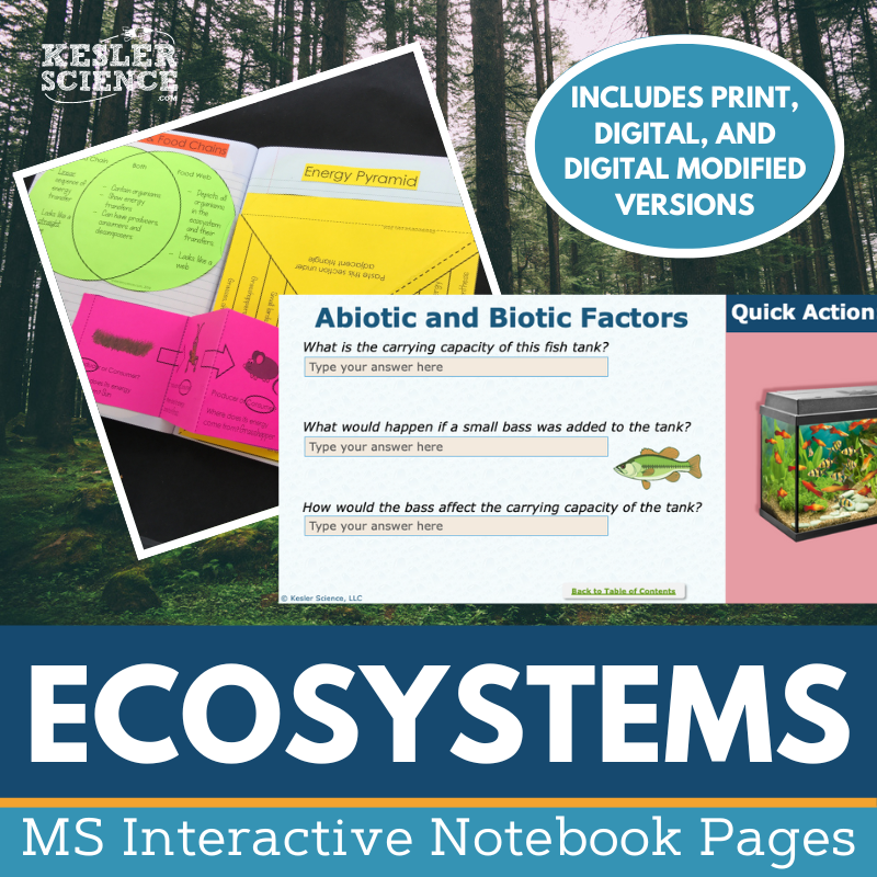 Ecosystems Interactive Notebook Pages - Digital & Print INB - MS 6-8