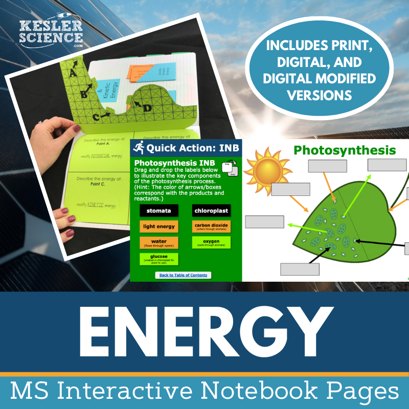 Energy Interactive Notebook Pages - Digital & Print INB - MS 6-8