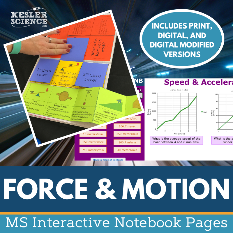 Force & Motion Interactive Notebook Pages - Digital & Print INB - MS 6-8