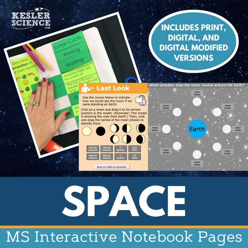 Space Interactive Notebook Pages - Digital & Print INB - MS 6-8