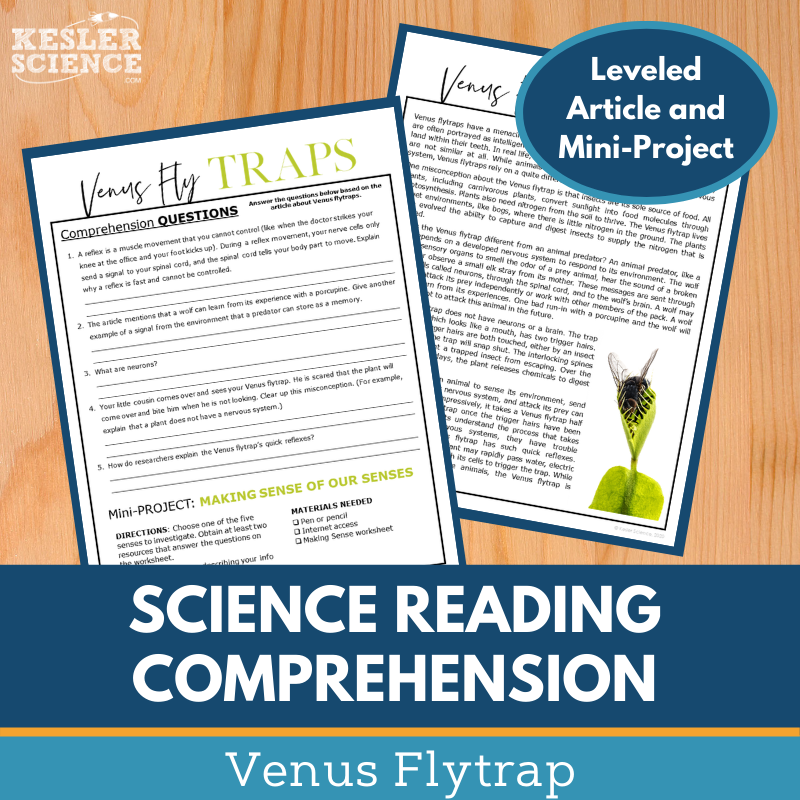 MS 6th 7th 8th Science Reading Comprehension Passages - VOL. 3 - Venus Flytraps
