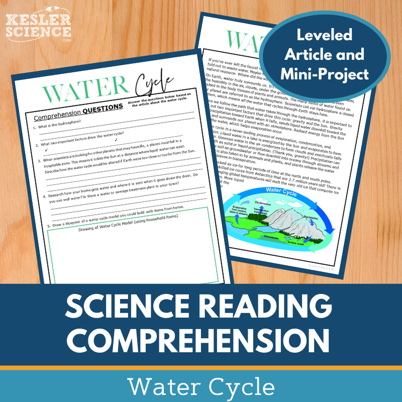 MS 6th 7th 8th Science Reading Comprehension Passages - VOL. 2 - Water Cycle