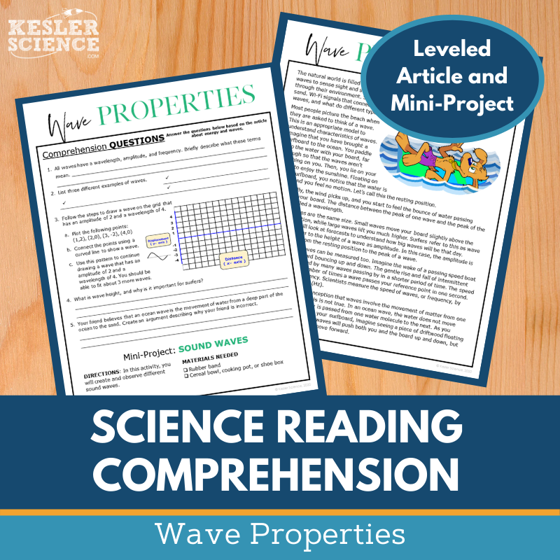 MS 6th 7th 8th Science Reading Comprehension Passages - VOL. 4 - Wave Properties