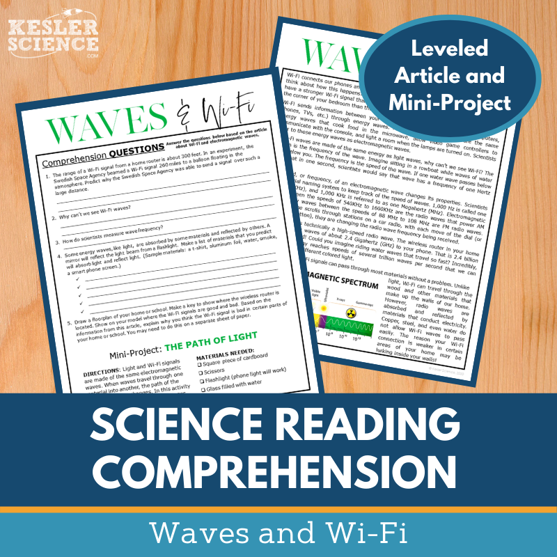 MS 6th 7th 8th Science Reading Comprehension Passages - Vol. 4 - Waves and Wi-Fi