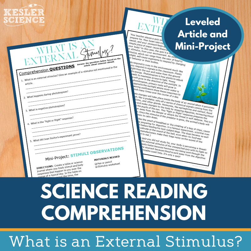 MS 6th 7th 8th Science Reading Comprehension Passages - VOL. 3 - What is an External Stimulus