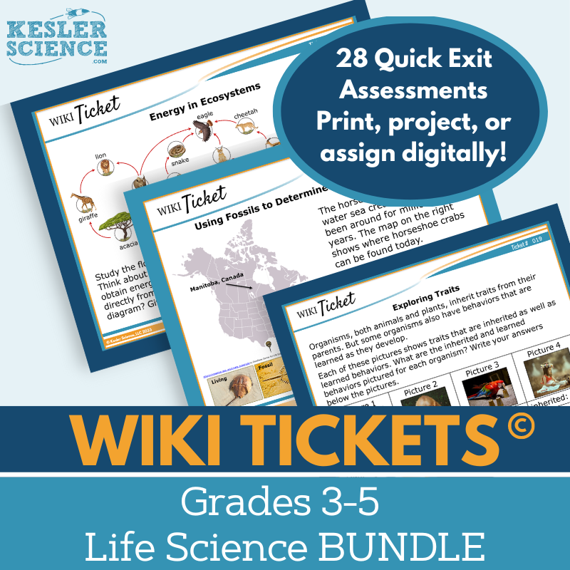 Grades 3-5 Exit Tickets - Life Sciences Set