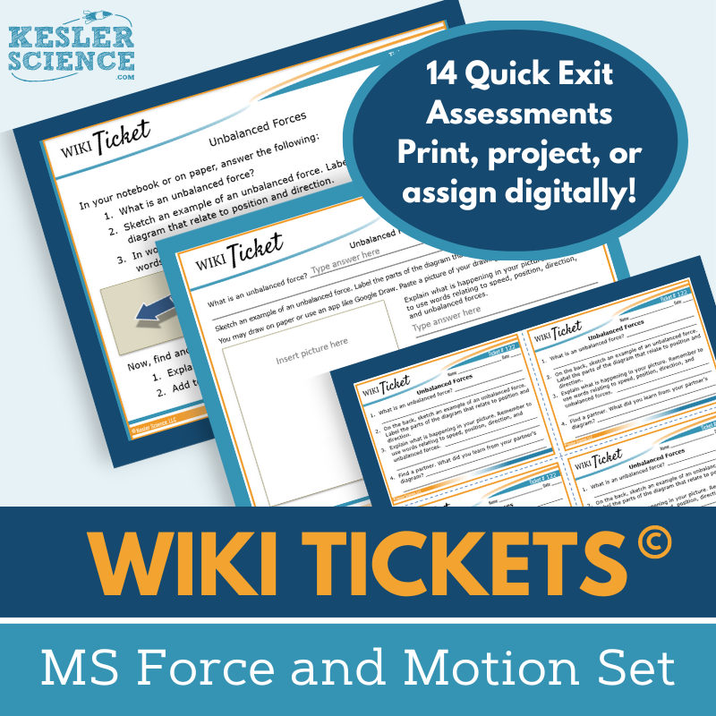 MS Force and Motion Set - Exit Tickets