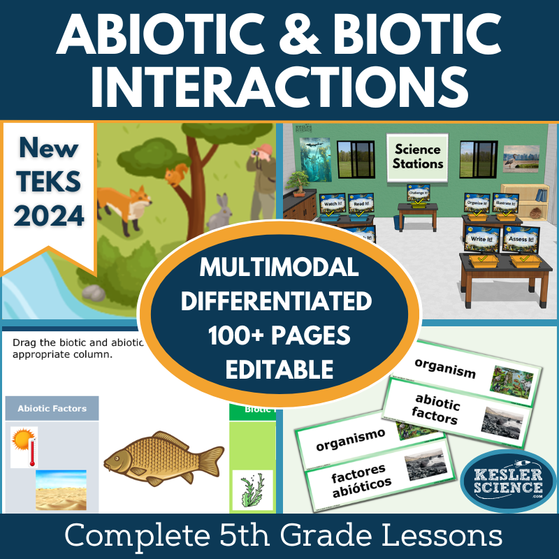 Biotic & Abiotic Interactions Complete Science Lesson - Grade 5, New TEKS 5.12A