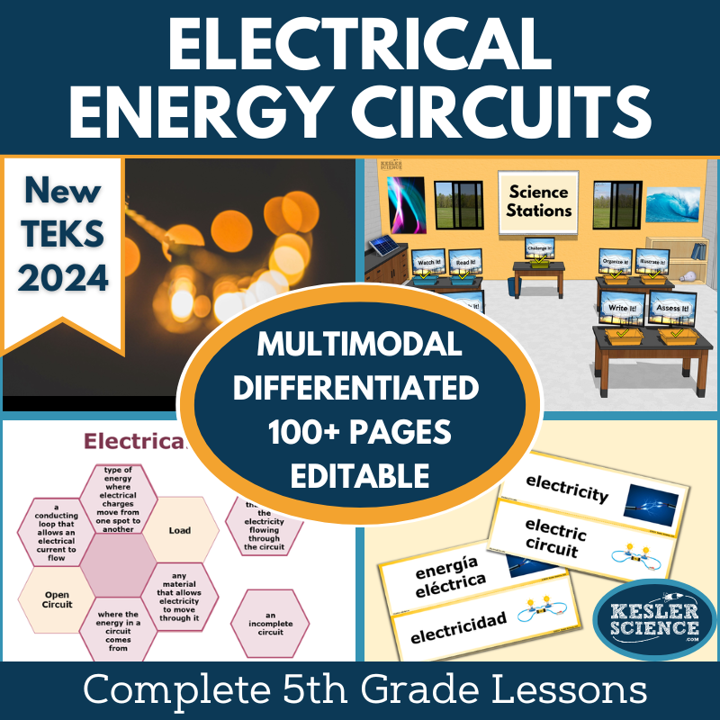 Electrical Circuits Complete Science Lesson - Grade 5, New TEKS 5.8B